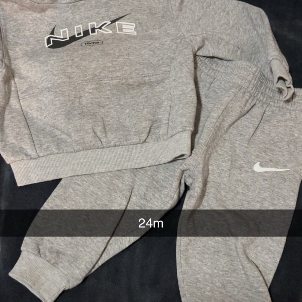 Nike Kids Gray Sweatpants and Hoodie Set